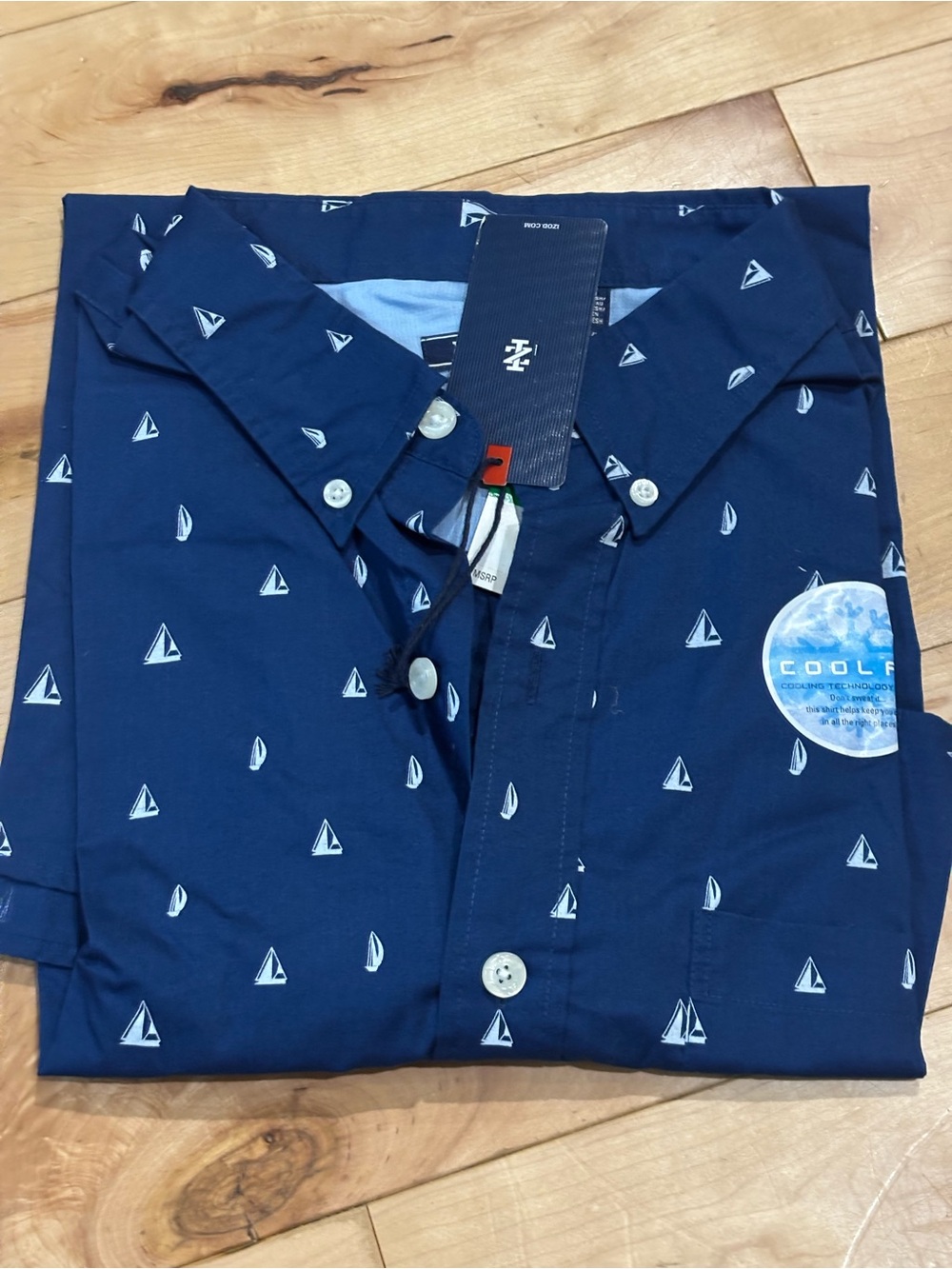 ⚫️Izod Navy Shirt with White Sailboat Print
